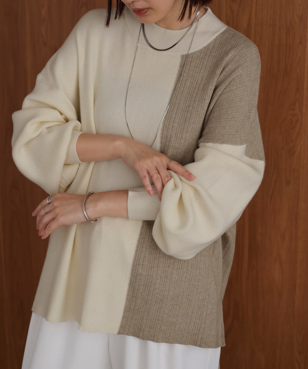 【WEB限定】もち軽配色ニットチュニック