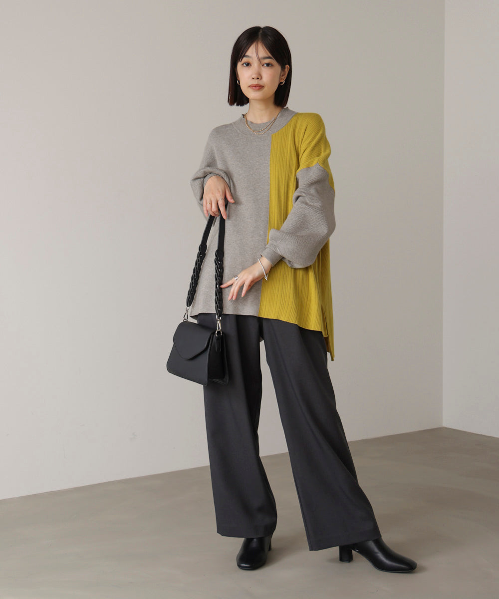 【WEB限定】もち軽配色ニットチュニック