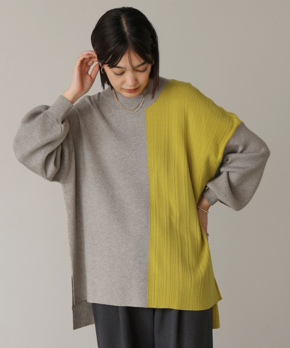 【WEB限定】もち軽配色ニットチュニック