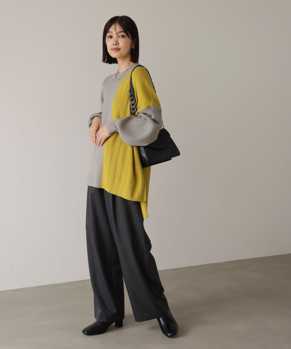 【WEB限定】もち軽配色ニットチュニック