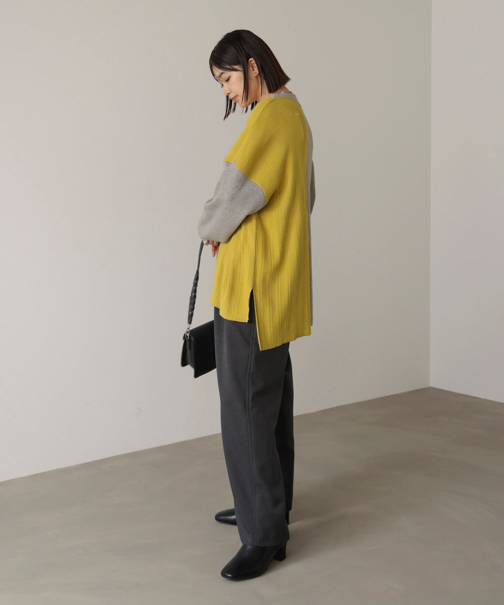 【WEB限定】もち軽配色ニットチュニック