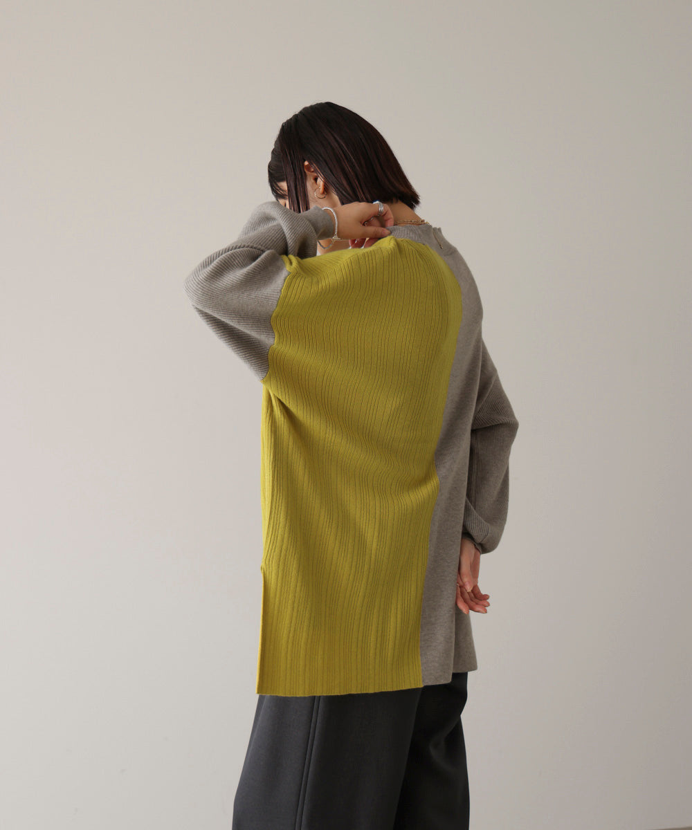 【WEB限定】もち軽配色ニットチュニック