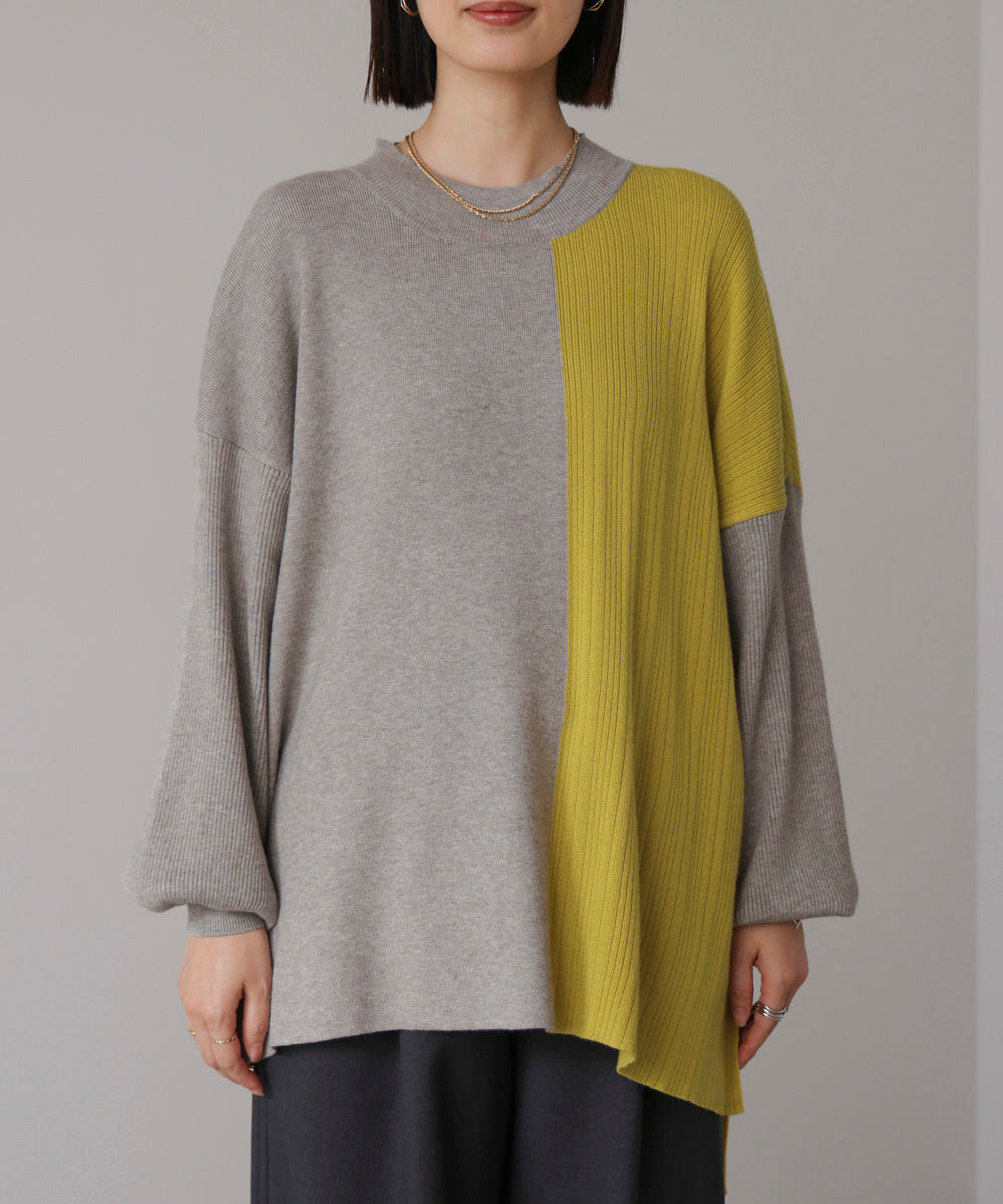 【WEB限定】もち軽配色ニットチュニック