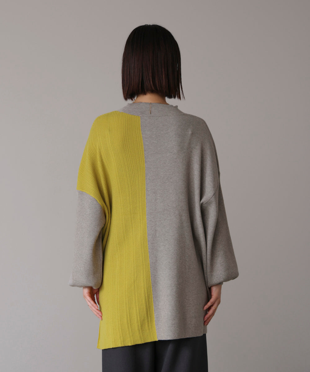【WEB限定】もち軽配色ニットチュニック