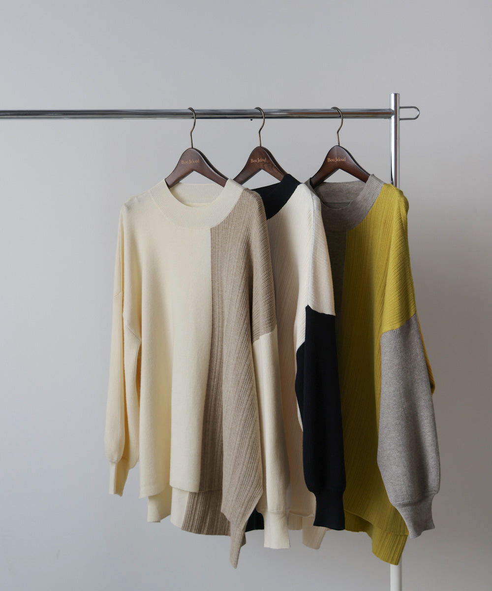 【WEB限定】もち軽配色ニットチュニック