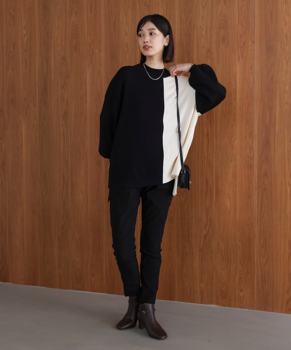 【WEB限定】もち軽配色ニットチュニック