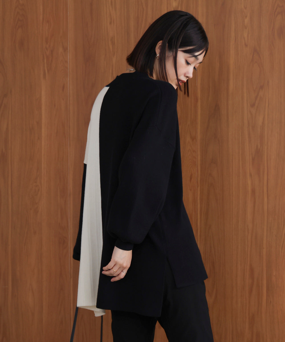 【WEB限定】もち軽配色ニットチュニック