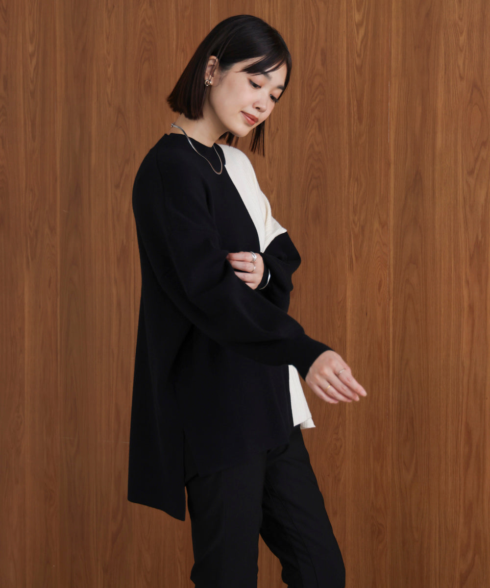 【WEB限定】もち軽配色ニットチュニック