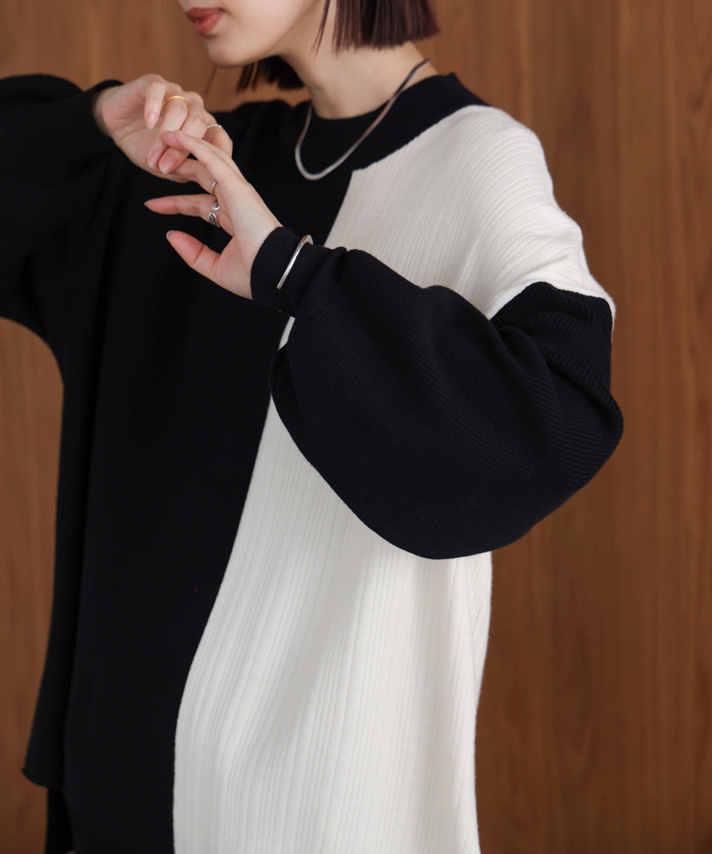 【WEB限定】もち軽配色ニットチュニック