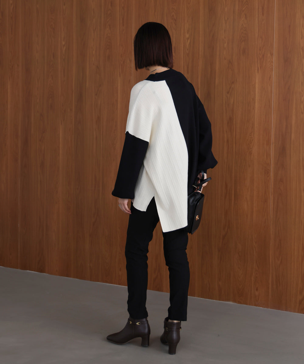 【WEB限定】もち軽配色ニットチュニック