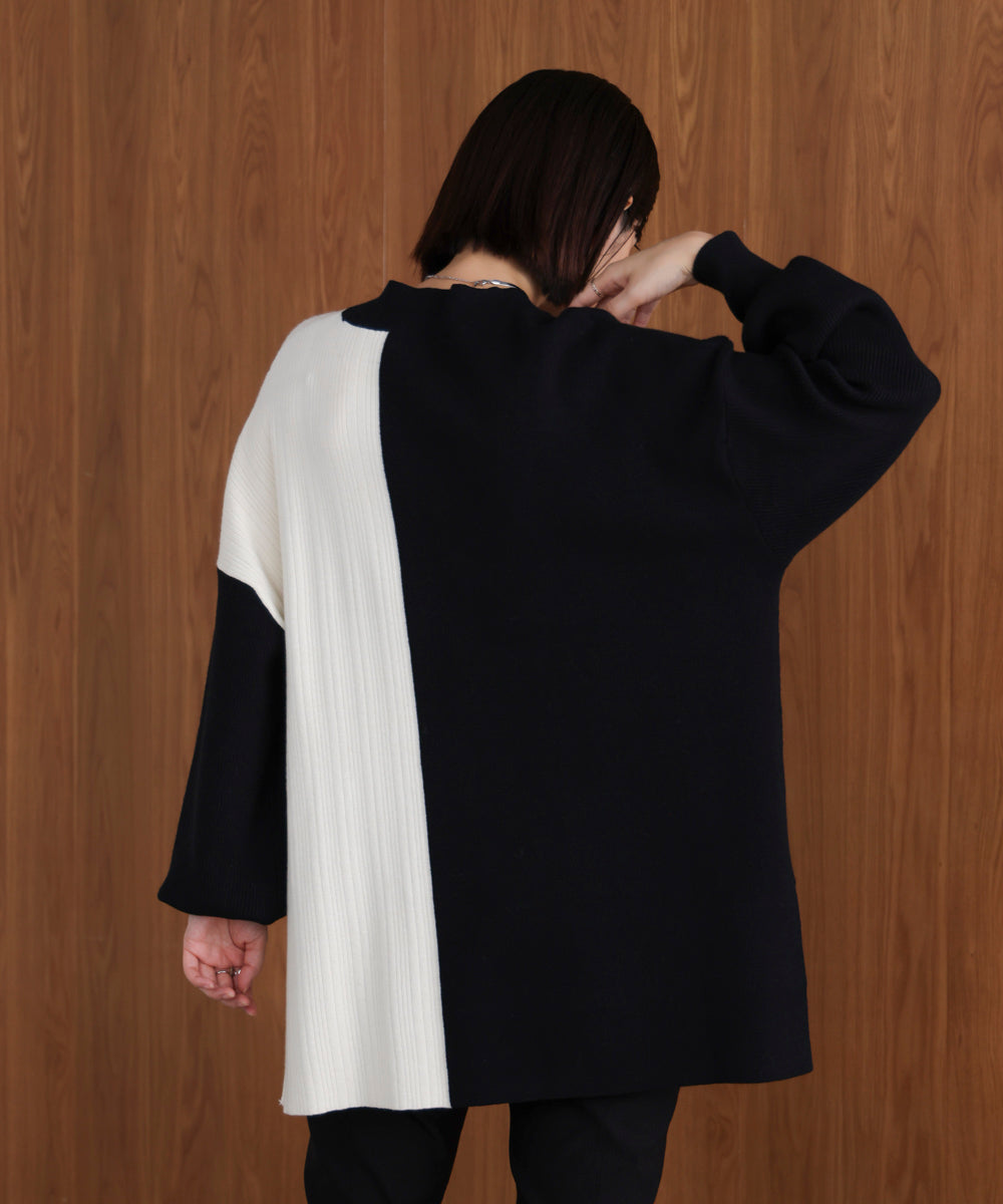 【WEB限定】もち軽配色ニットチュニック