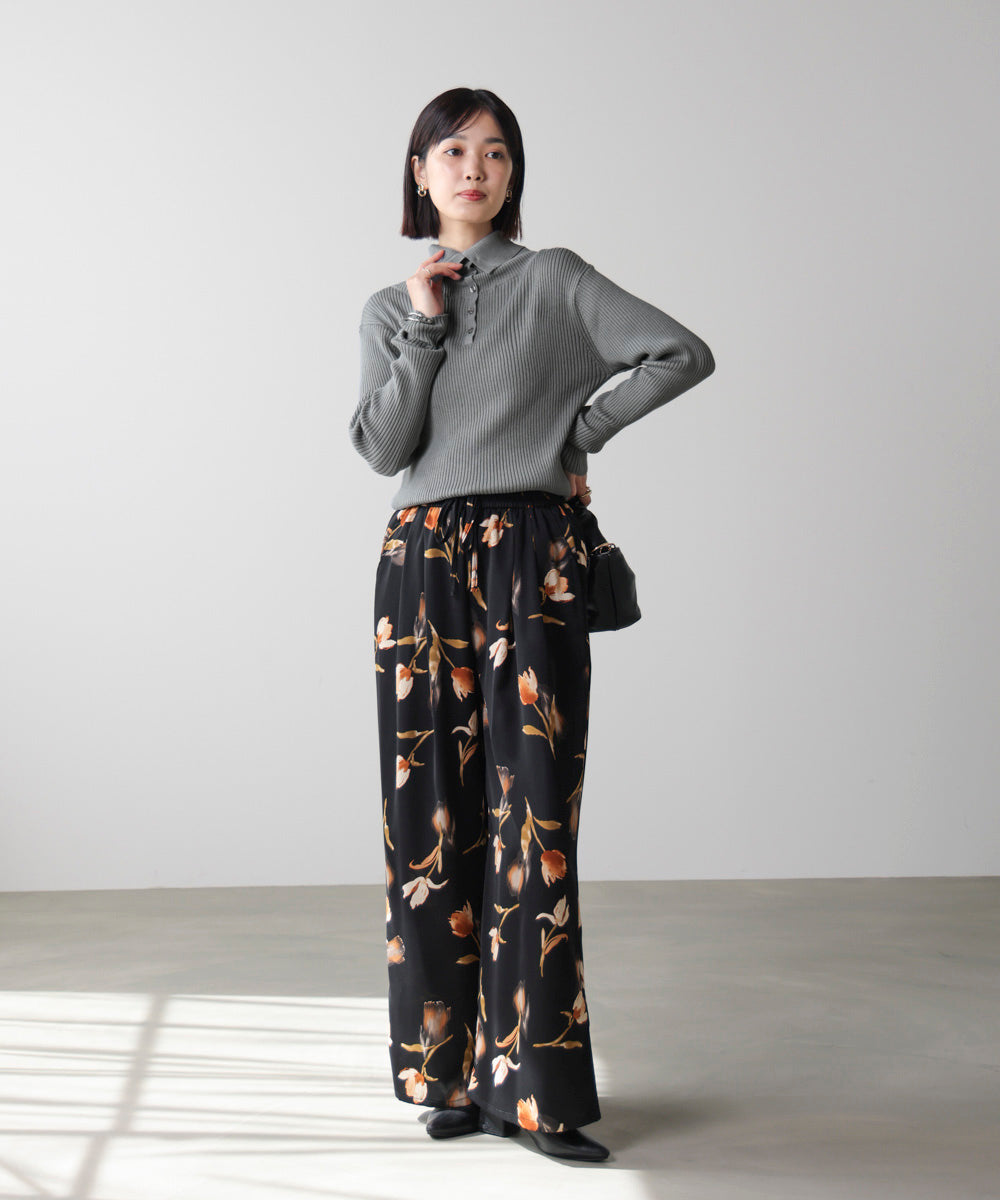 【温度調整素材】バック釦タートルニット