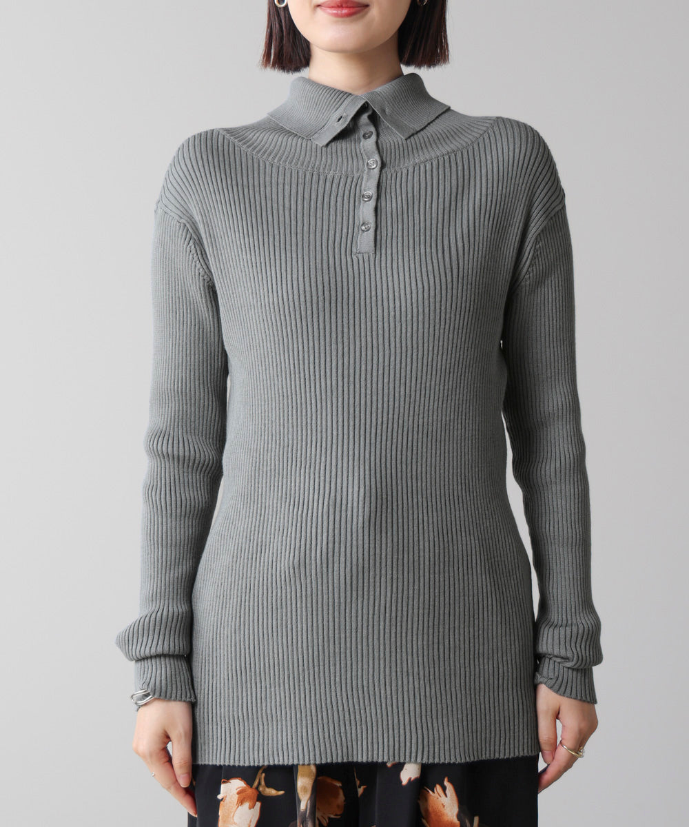 【温度調整素材】バック釦タートルニット