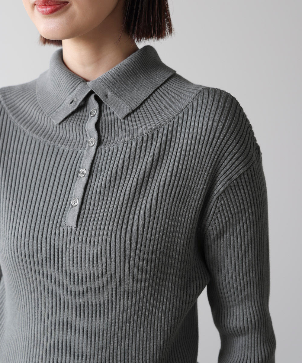【温度調整素材】バック釦タートルニット