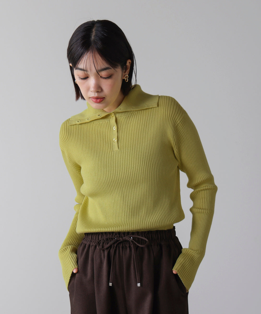 【温度調整素材】バック釦タートルニット