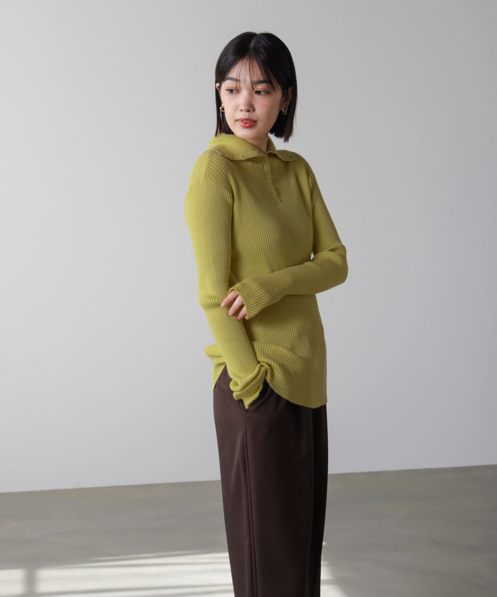 【温度調整素材】バック釦タートルニット