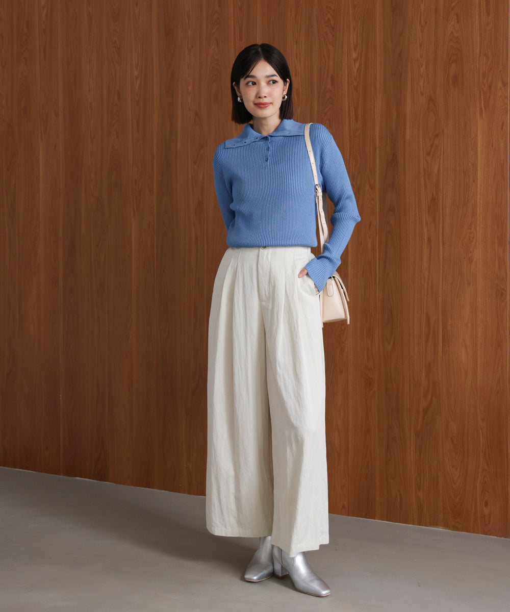 【温度調整素材】バック釦タートルニット