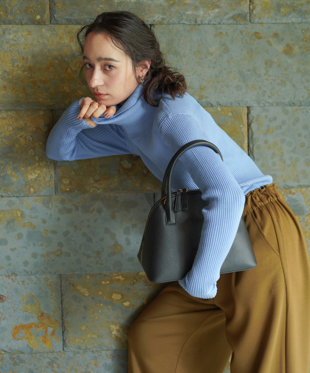 【温度調整素材】バック釦タートルニット