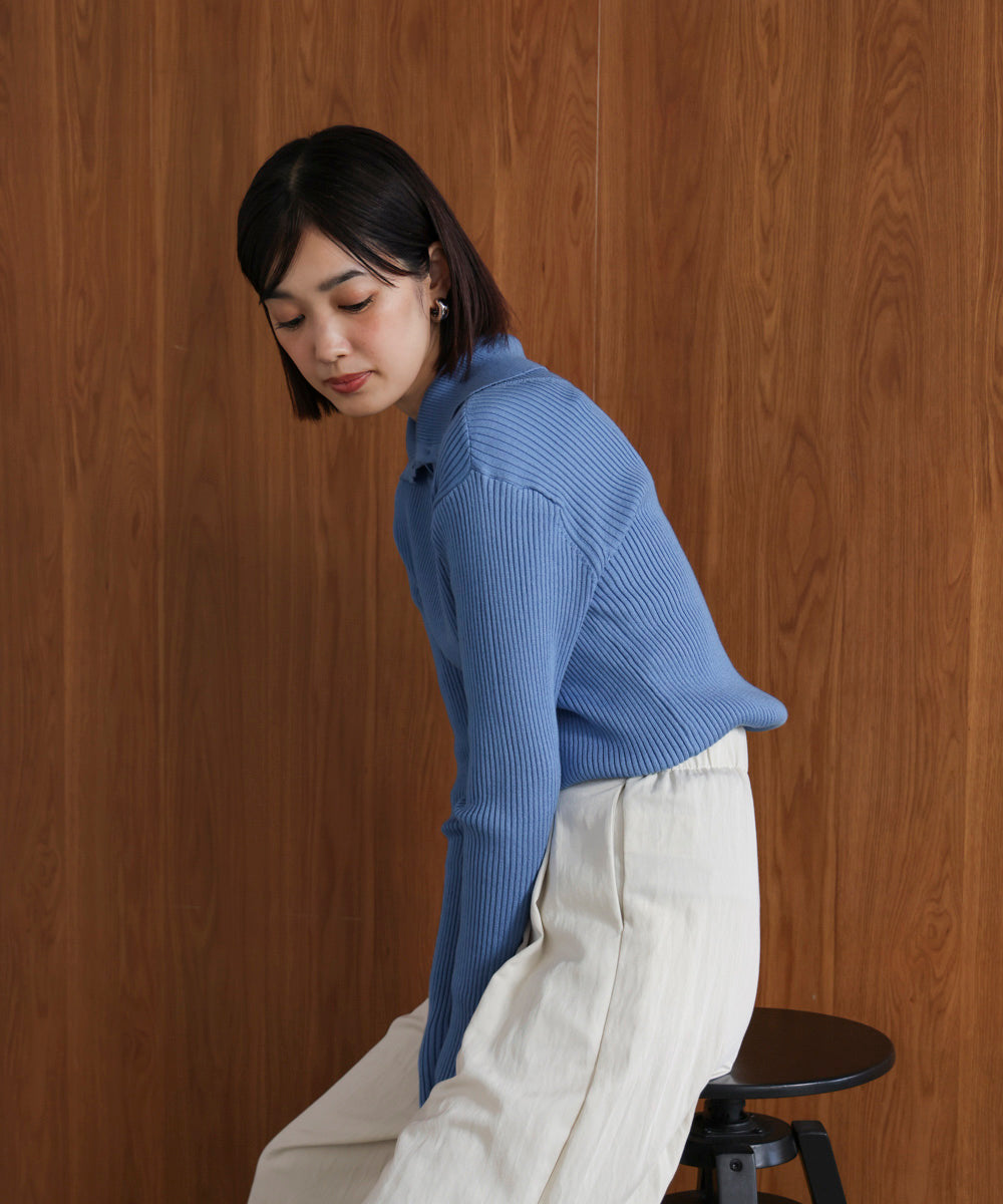 【温度調整素材】バック釦タートルニット