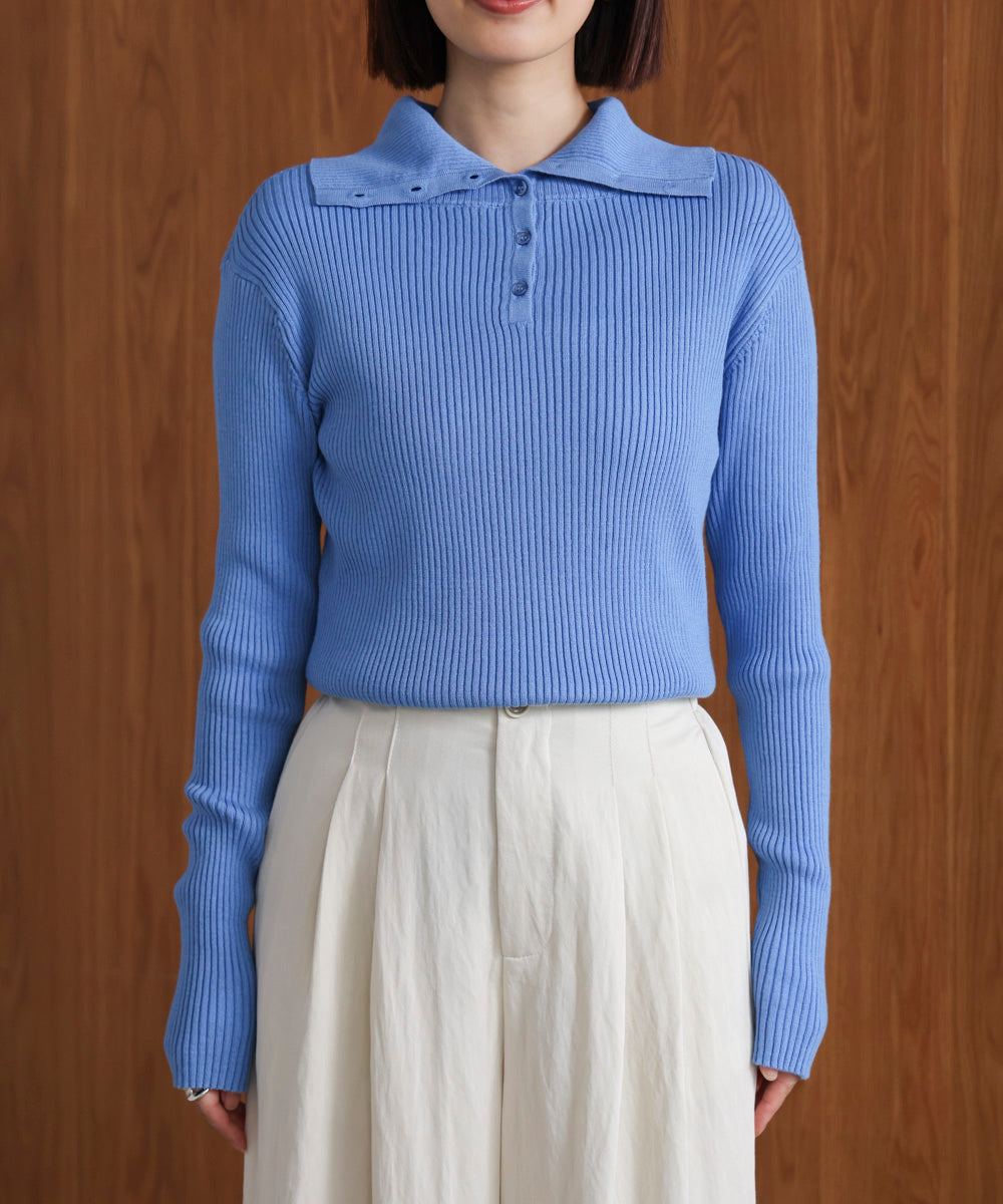 【温度調整素材】バック釦タートルニット