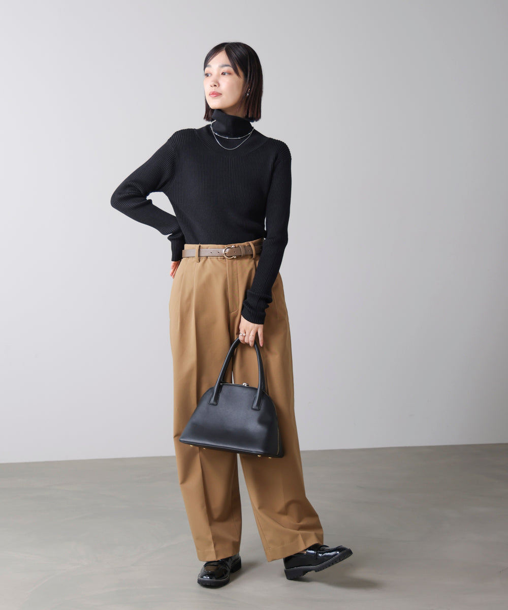 【温度調整素材】バック釦タートルニット