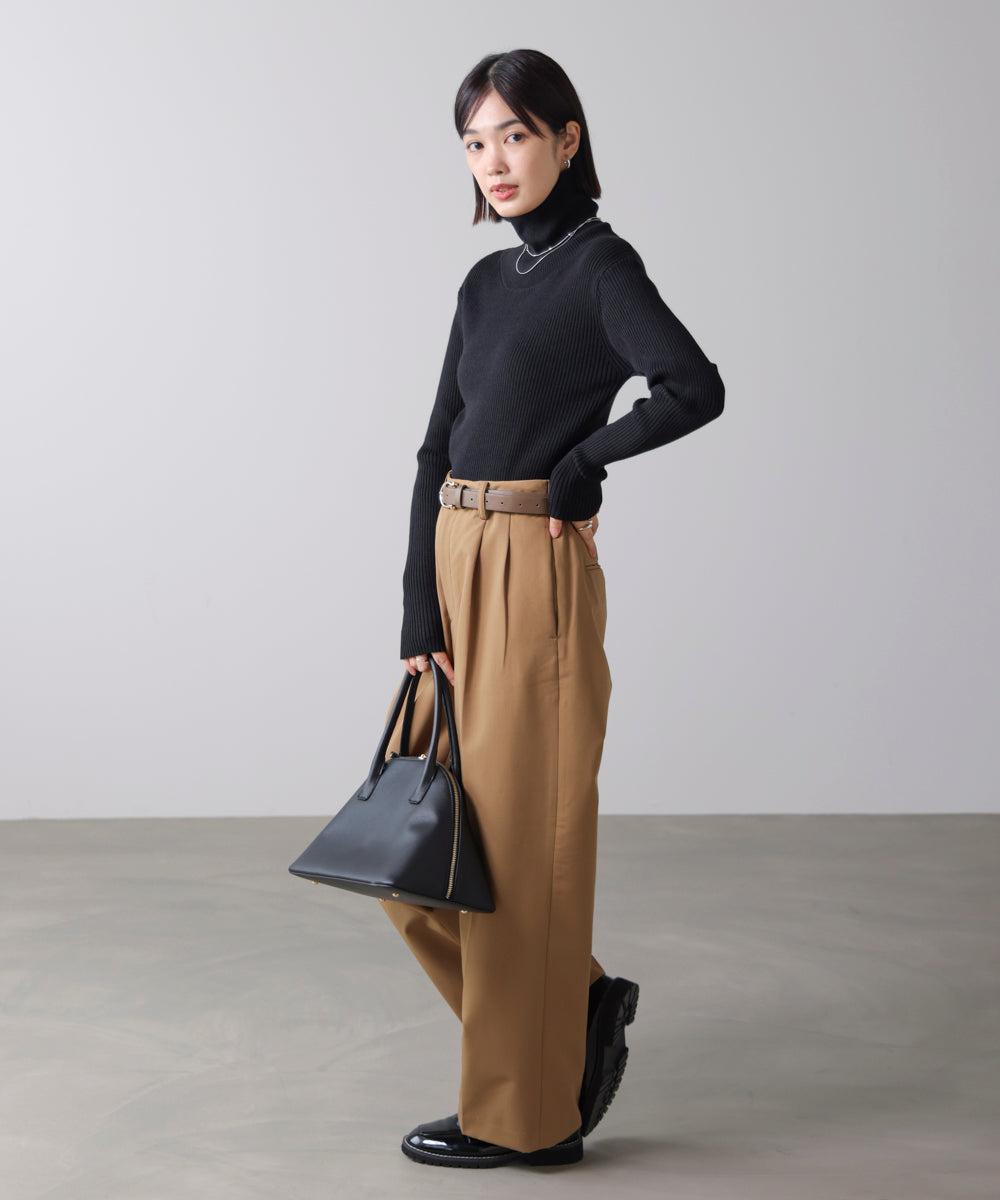 【温度調整素材】バック釦タートルニット