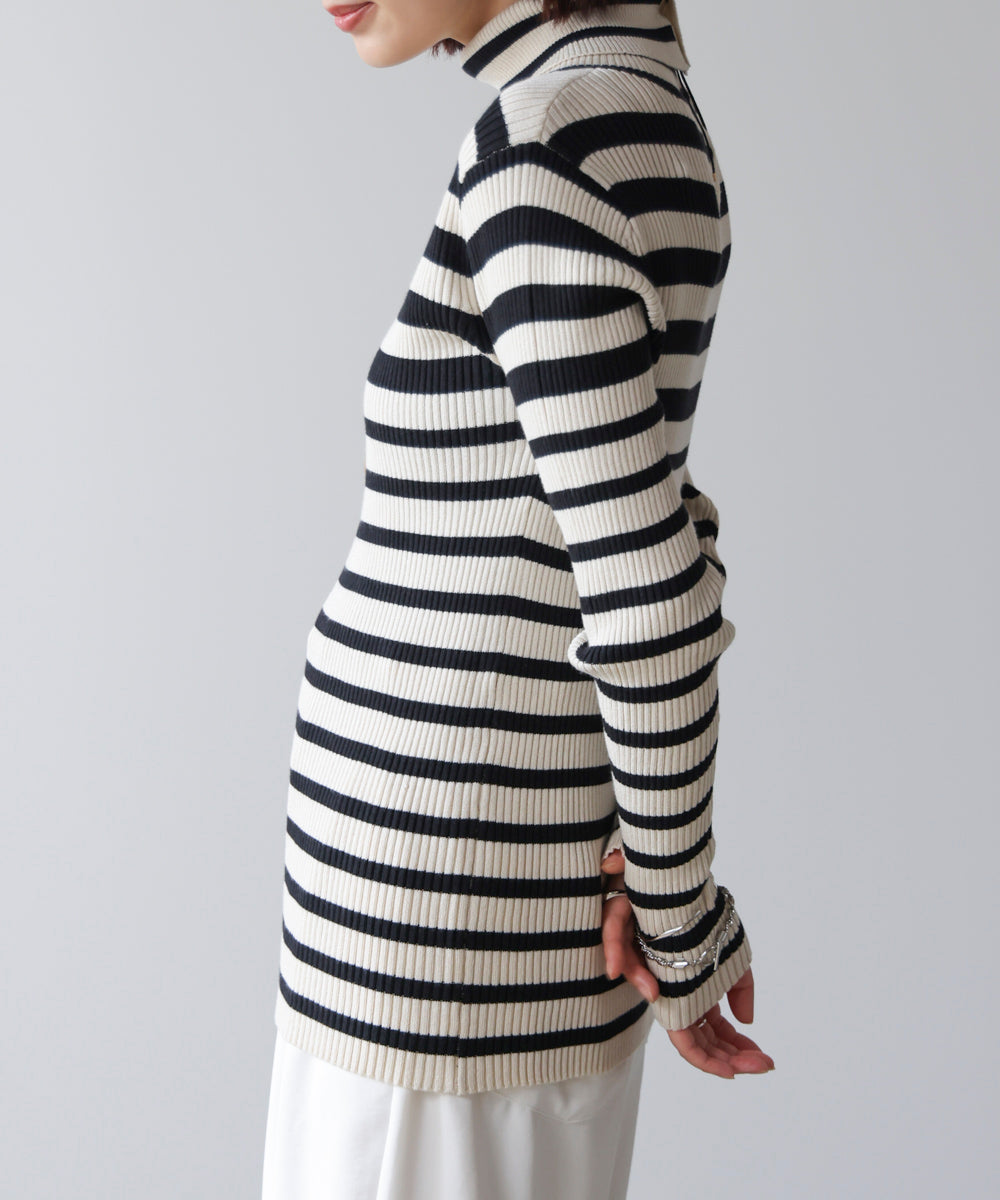 【温度調整素材】バック釦タートルニット