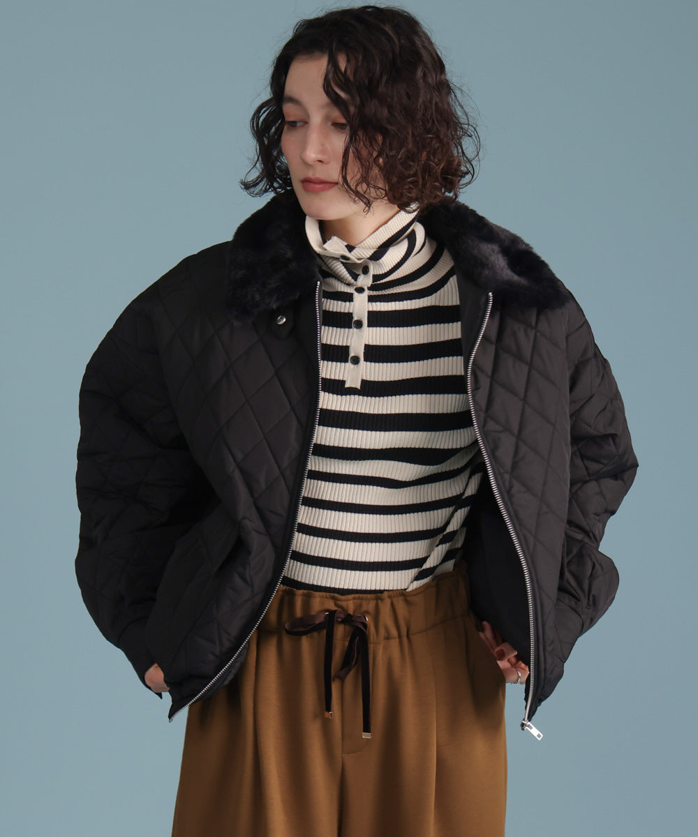 【温度調整素材】バック釦タートルニット