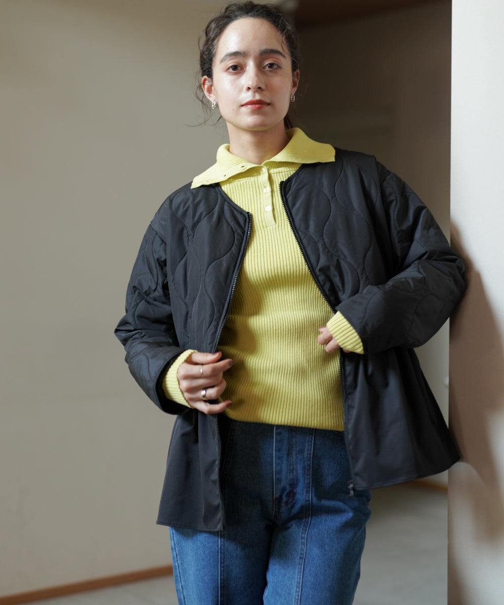 【温度調整素材】バック釦タートルニット