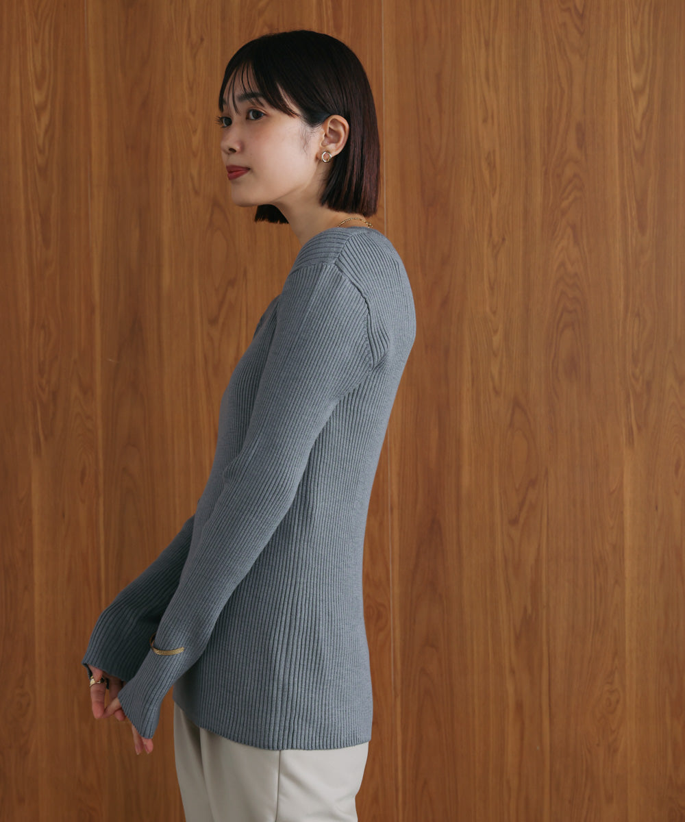 【温度調整素材】ラウンドネックニット