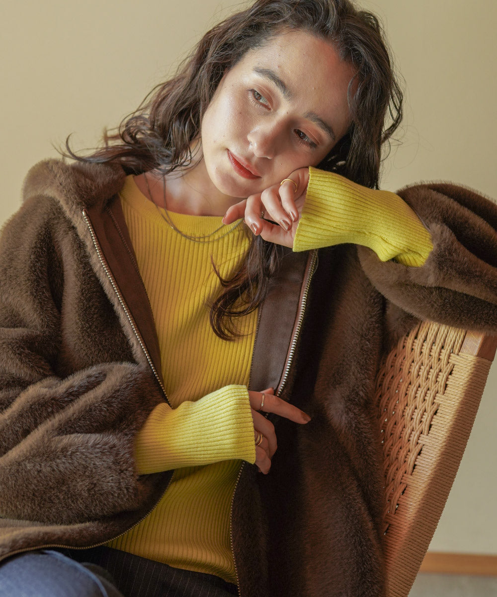 【温度調整素材】ラウンドネックニット