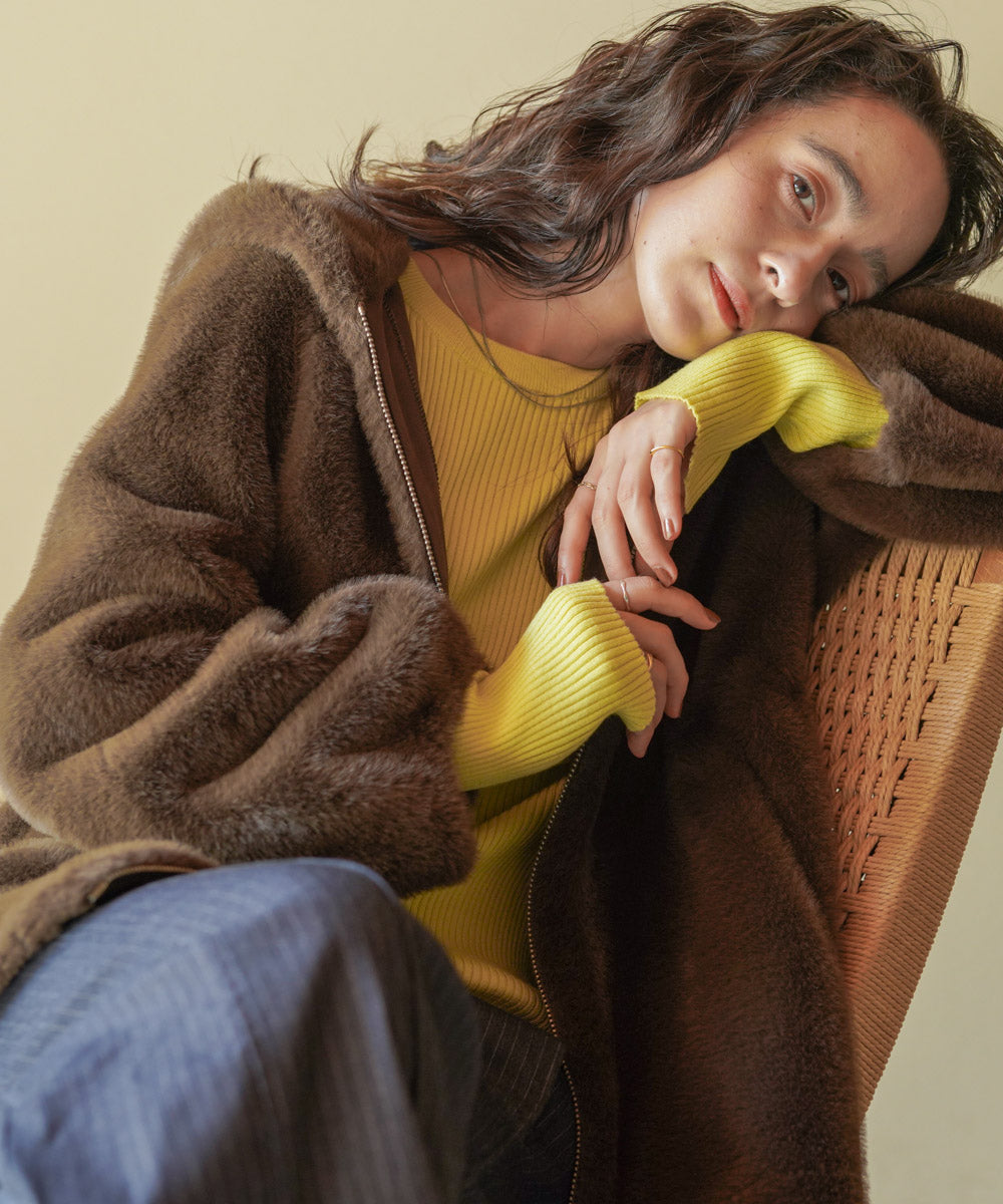 【温度調整素材】ラウンドネックニット