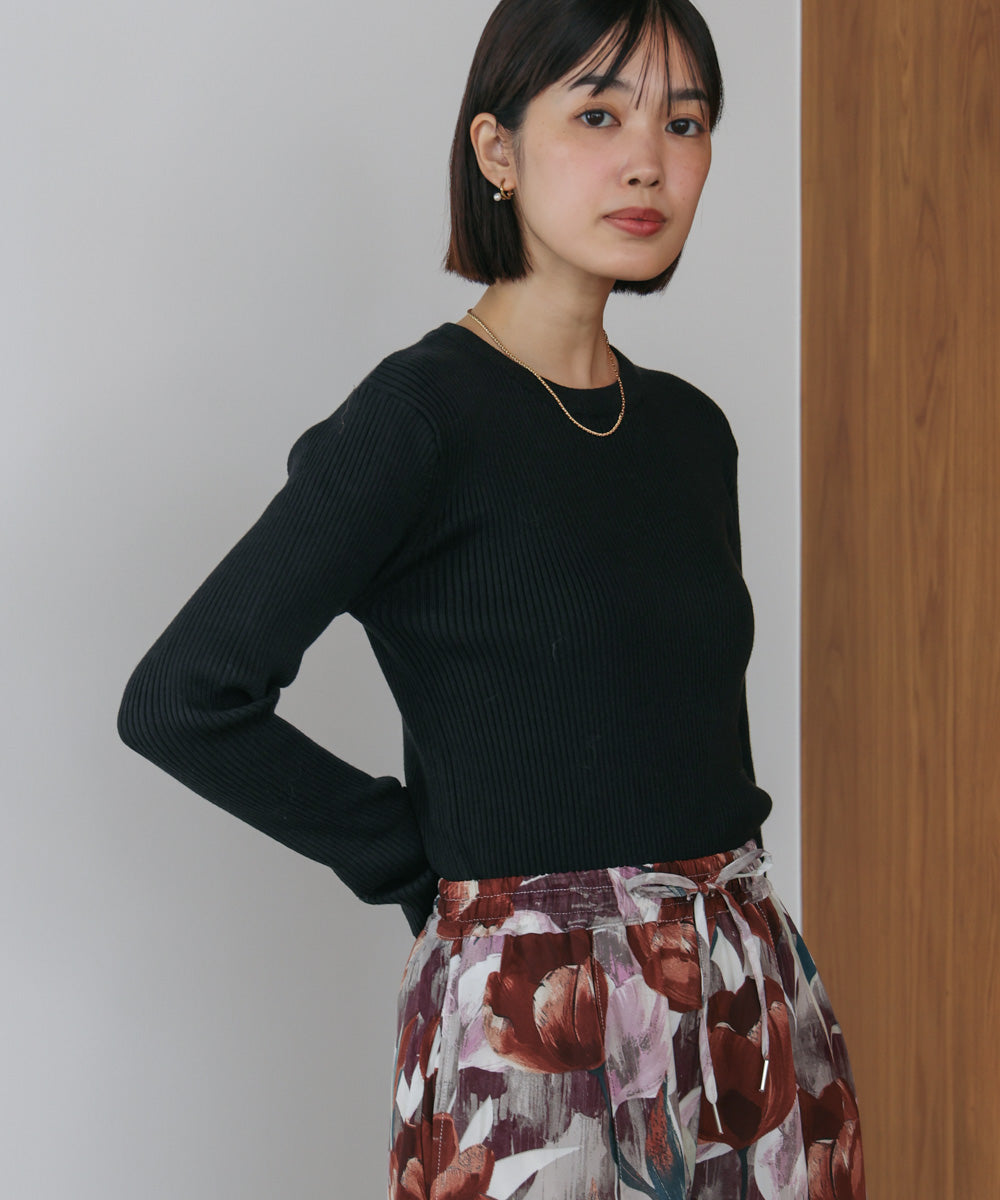 【温度調整素材】ラウンドネックニット