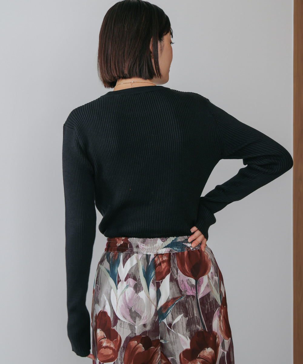 【温度調整素材】ラウンドネックニット