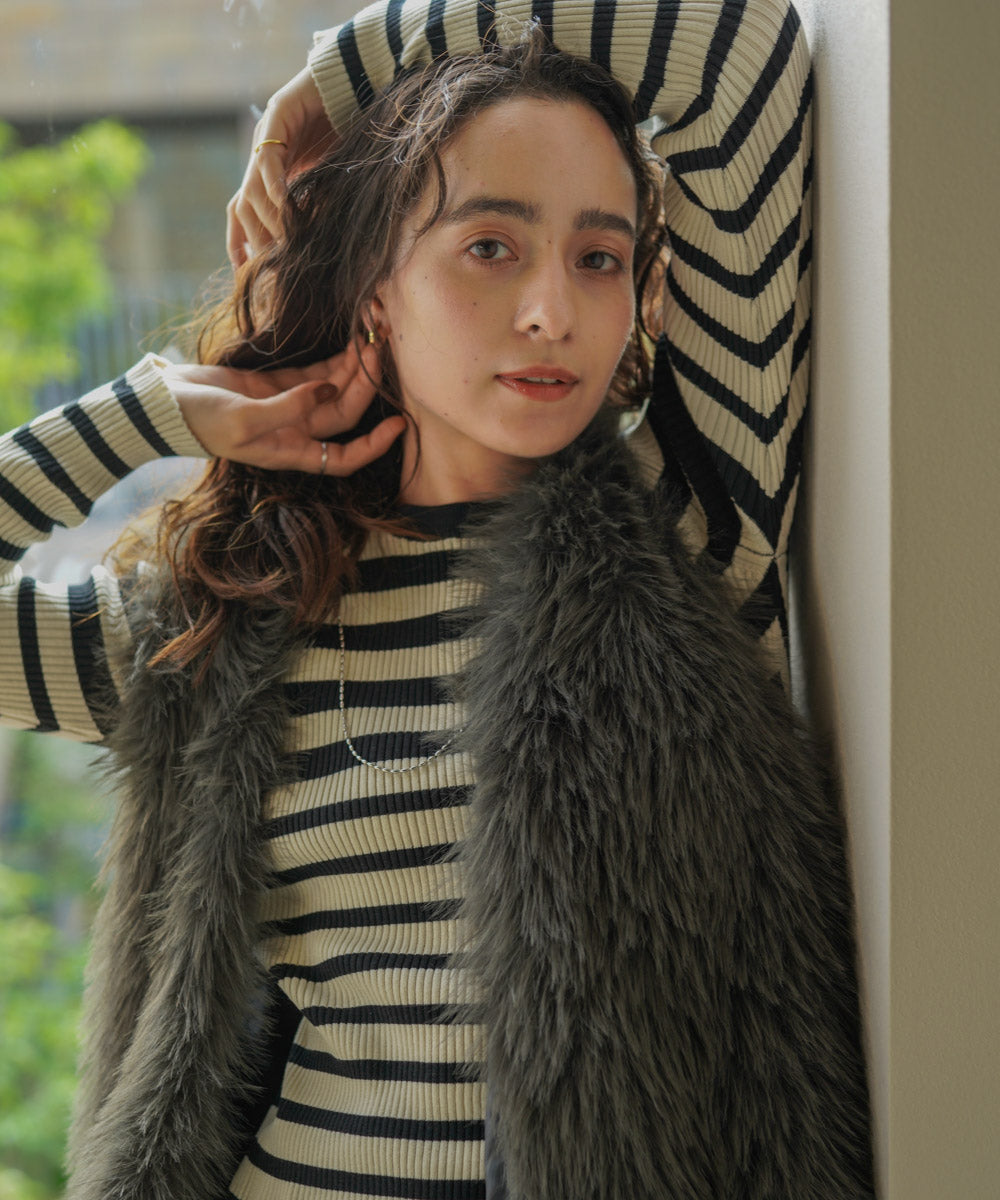 【温度調整素材】ラウンドネックニット