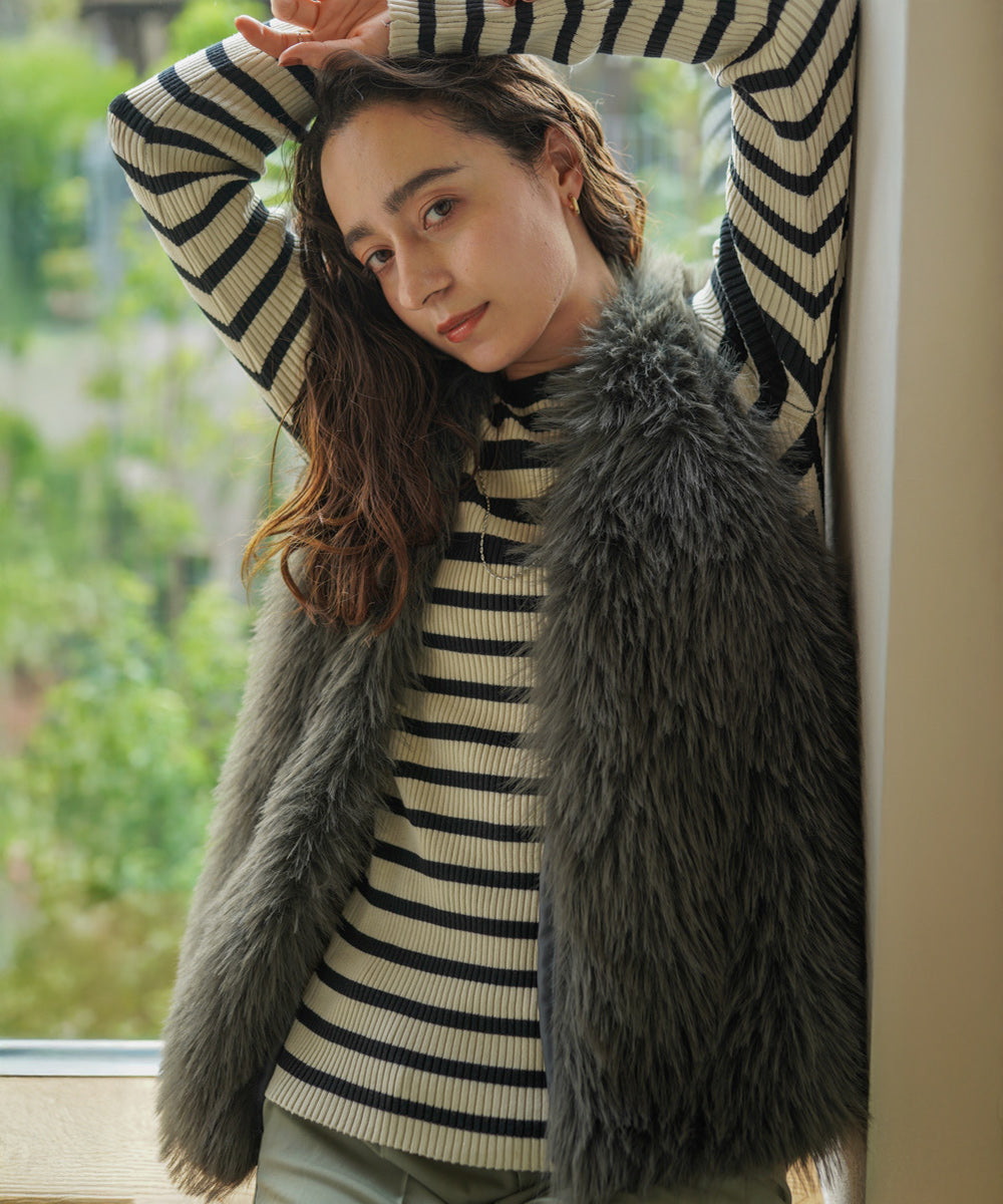 【温度調整素材】ラウンドネックニット