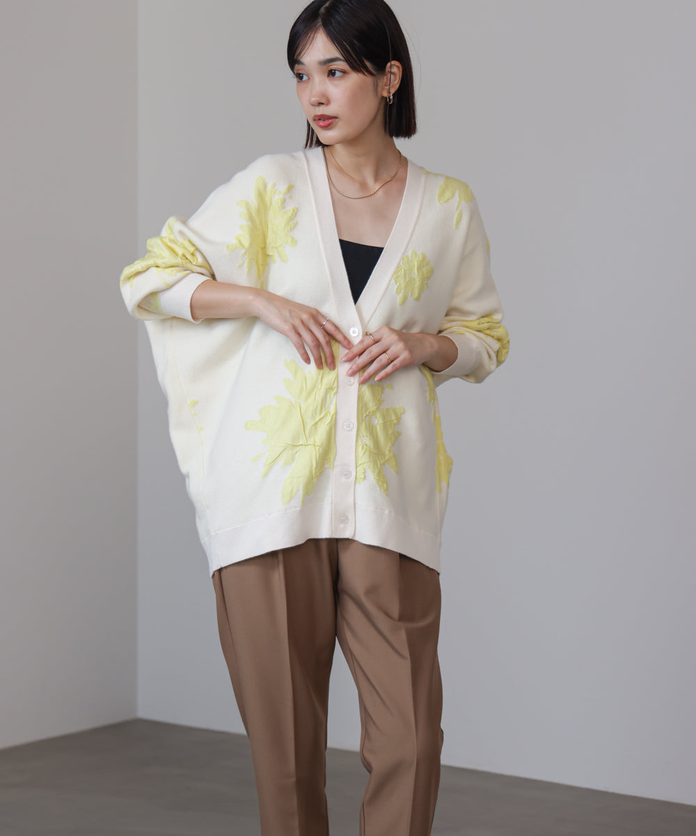 【新色追加】フラワージャガードドルマンニットカーディガン