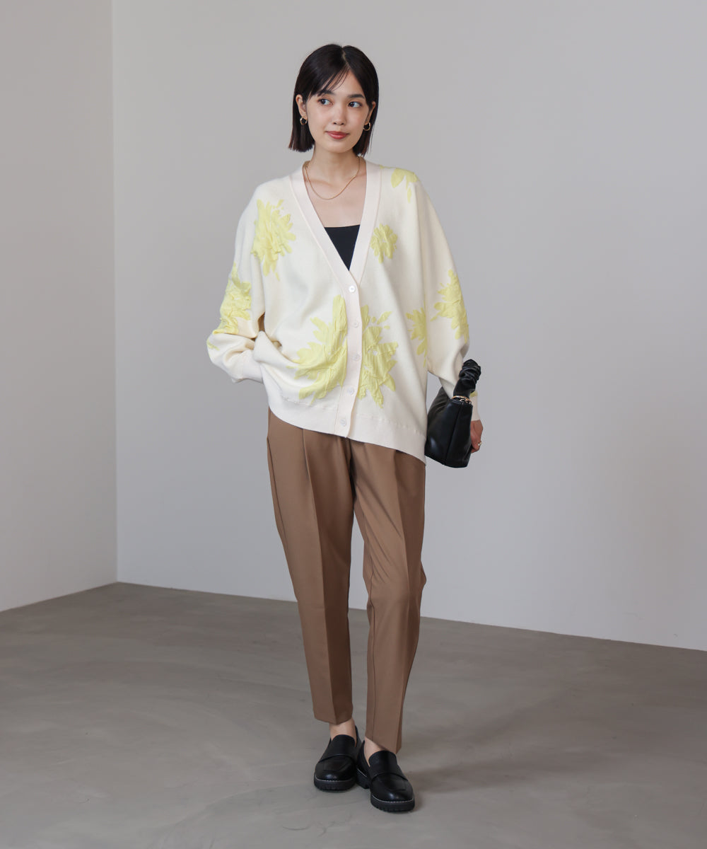 【新色追加】フラワージャガードドルマンニットカーディガン