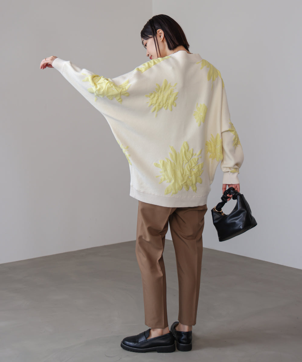 【新色追加】フラワージャガードドルマンニットカーディガン