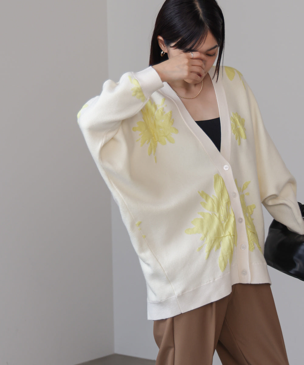 【新色追加】フラワージャガードドルマンニットカーディガン