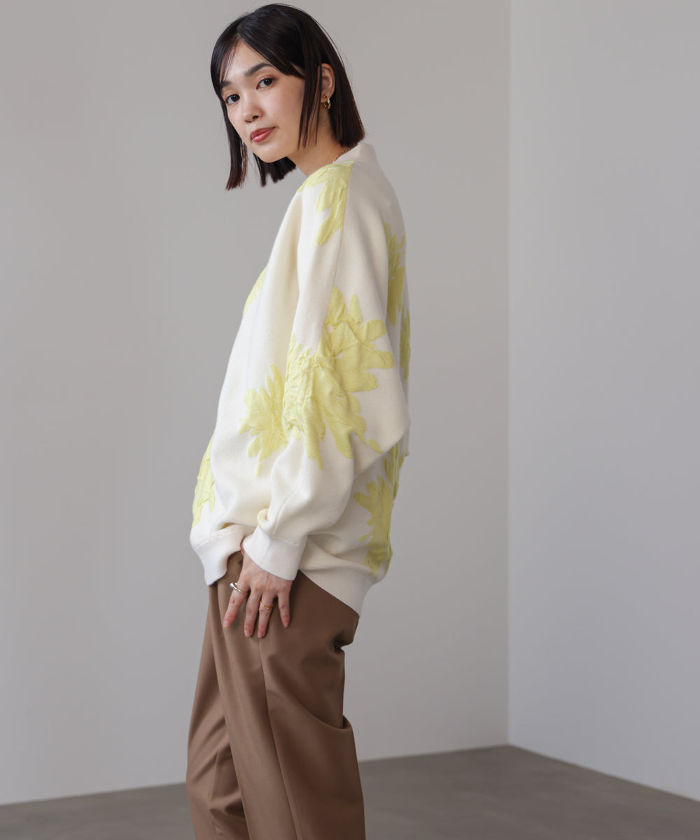 【新色追加】フラワージャガードドルマンニットカーディガン