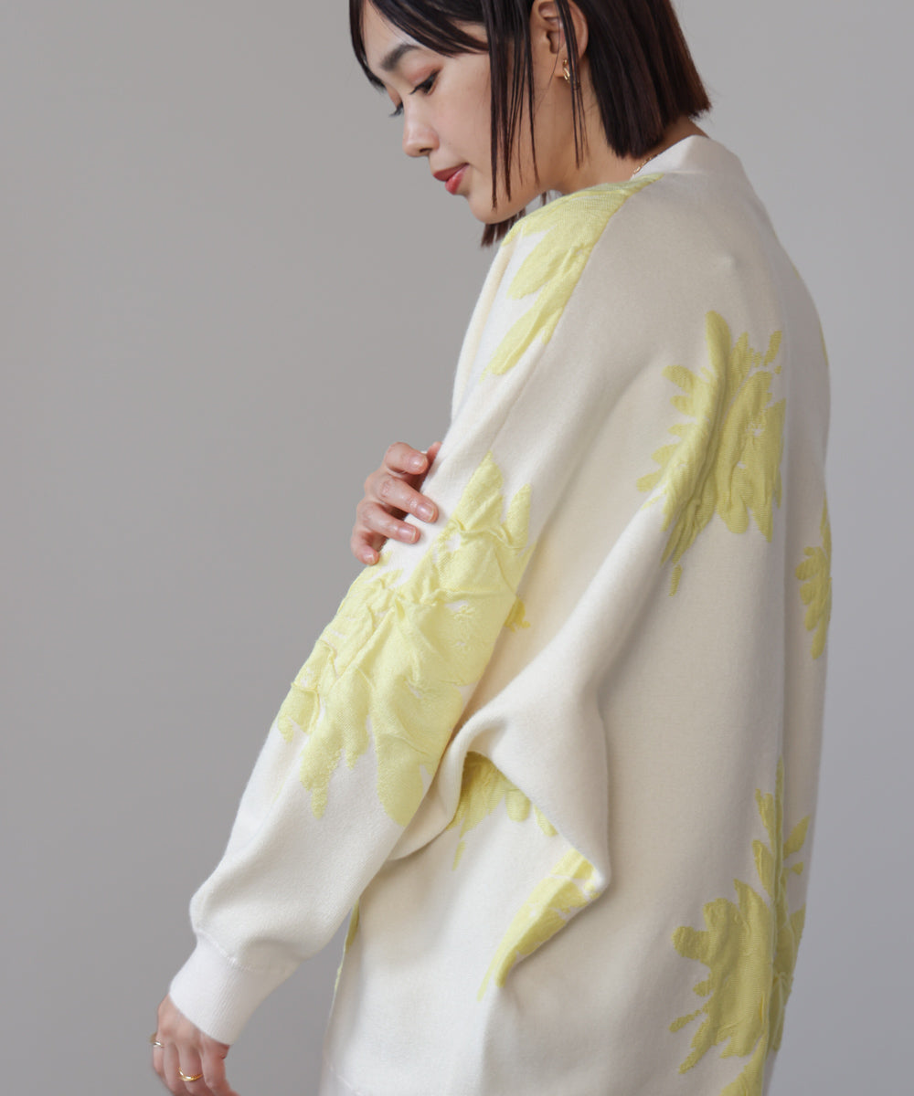 【新色追加】フラワージャガードドルマンニットカーディガン