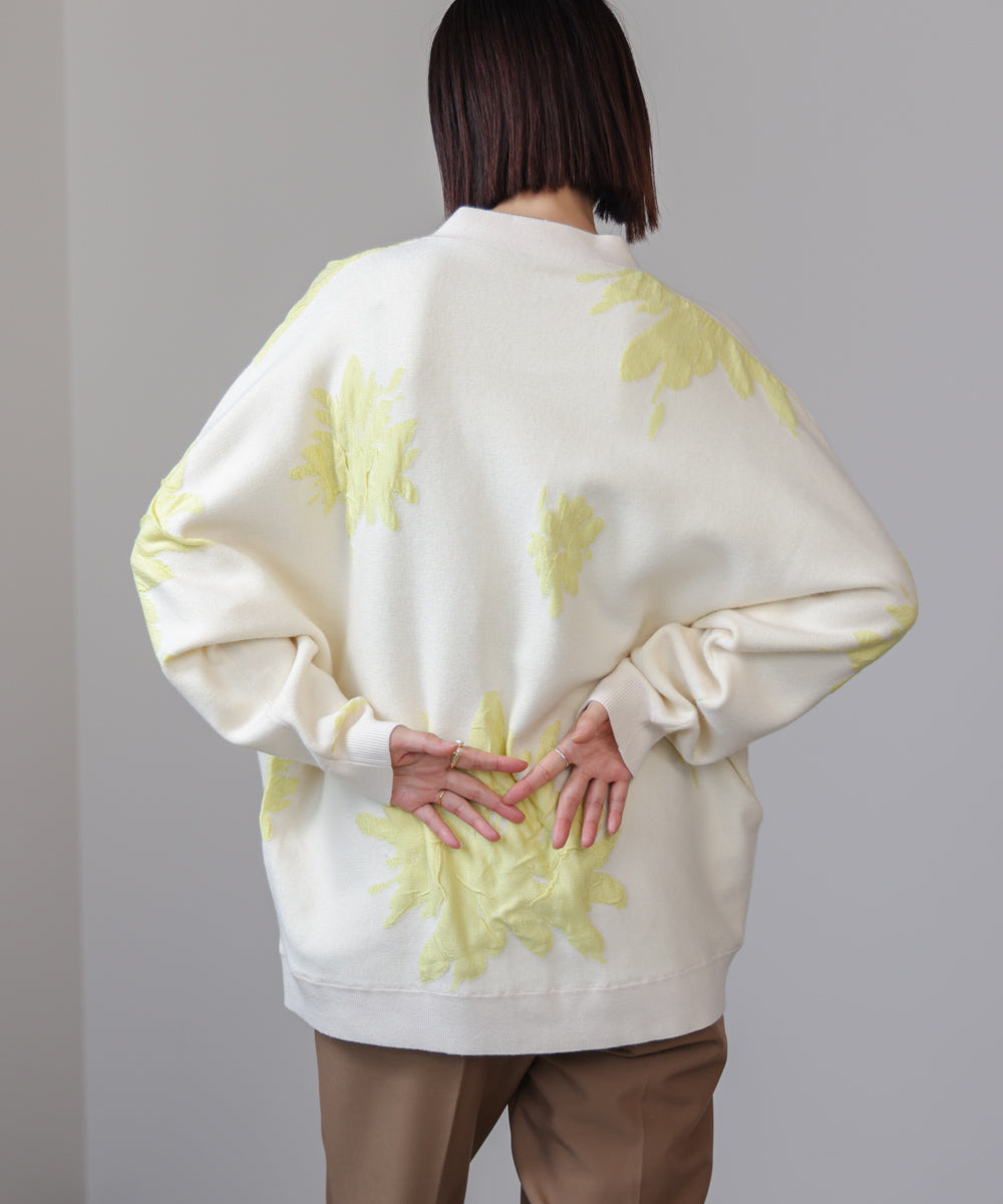 【新色追加】フラワージャガードドルマンニットカーディガン