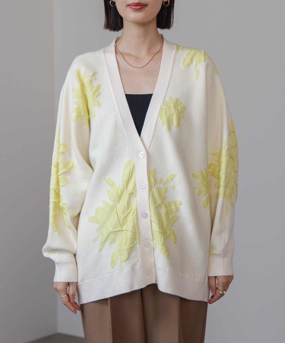 【新色追加】フラワージャガードドルマンニットカーディガン