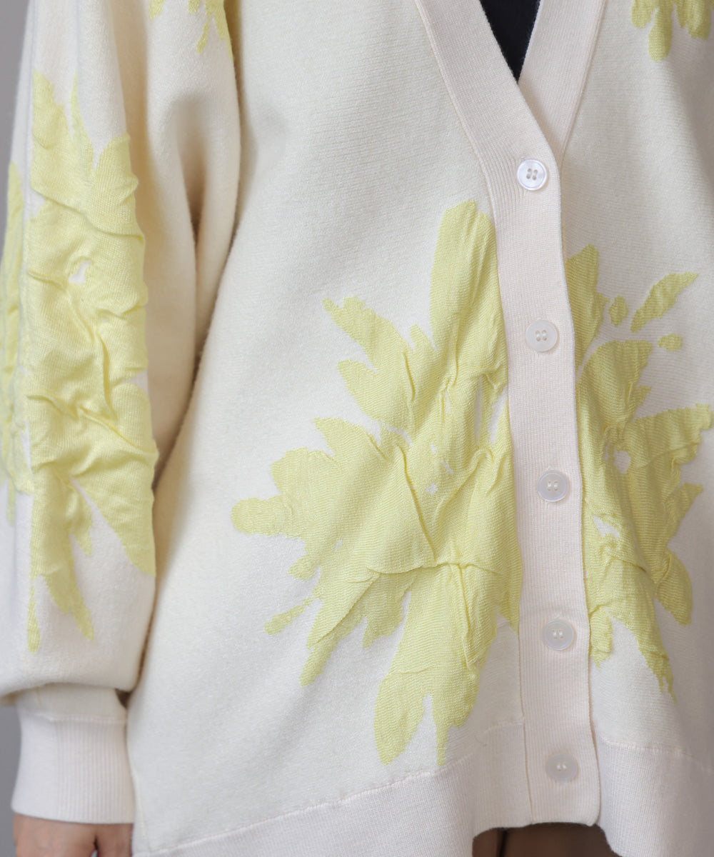 【新色追加】フラワージャガードドルマンニットカーディガン