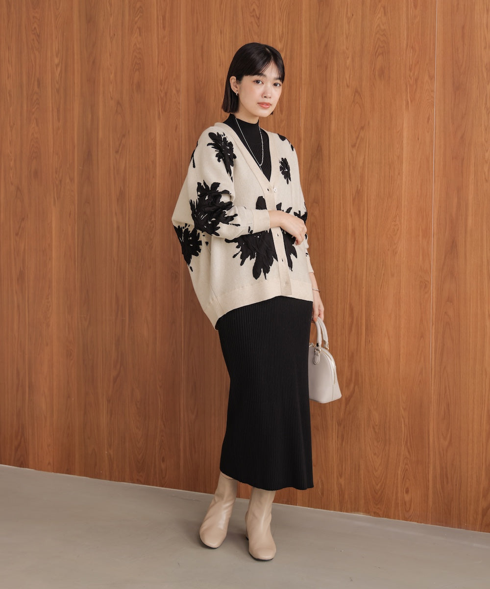 【新色追加】フラワージャガードドルマンニットカーディガン