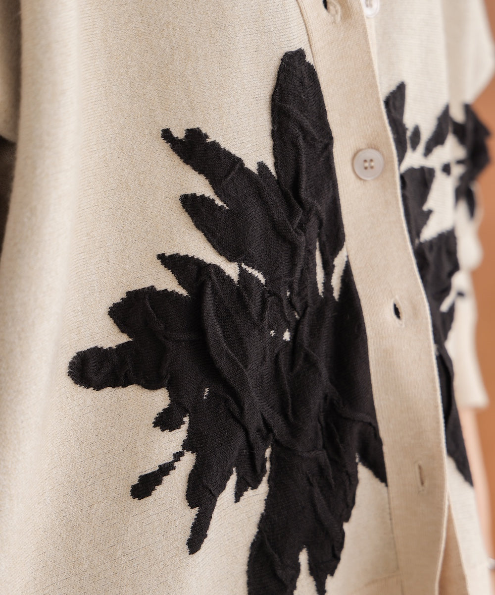 【新色追加】フラワージャガードドルマンニットカーディガン