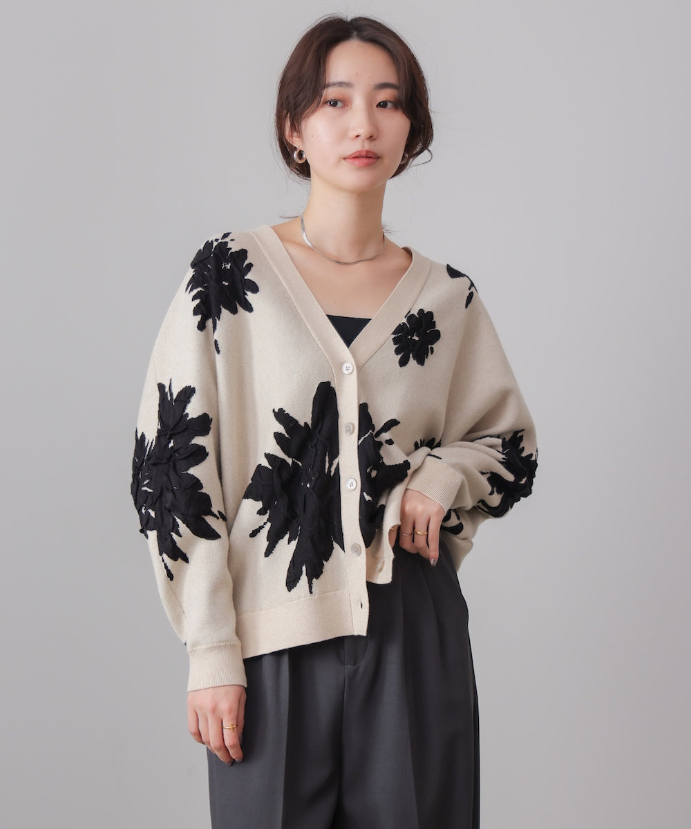 【新色追加】フラワージャガードドルマンニットカーディガン