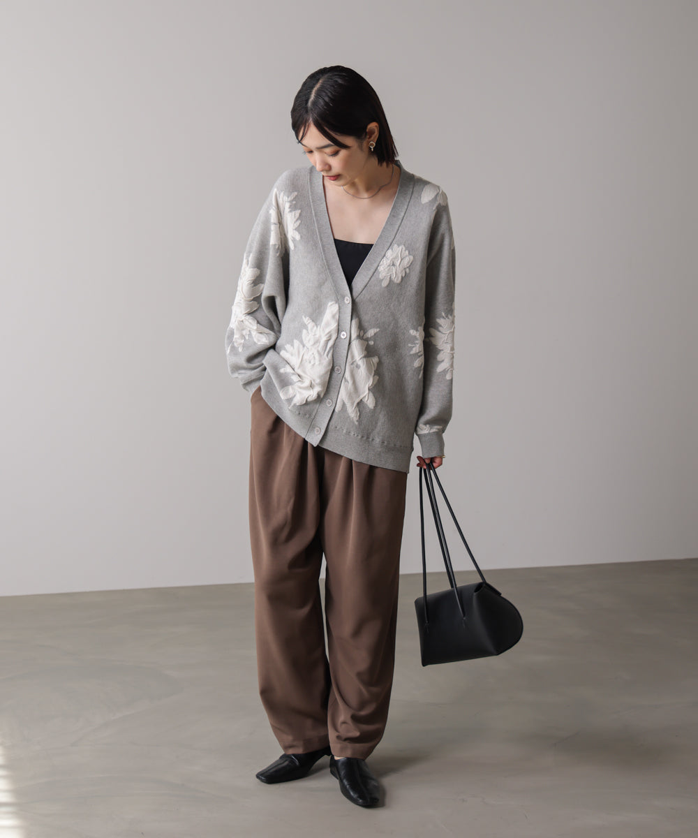 【新色追加】フラワージャガードドルマンニットカーディガン