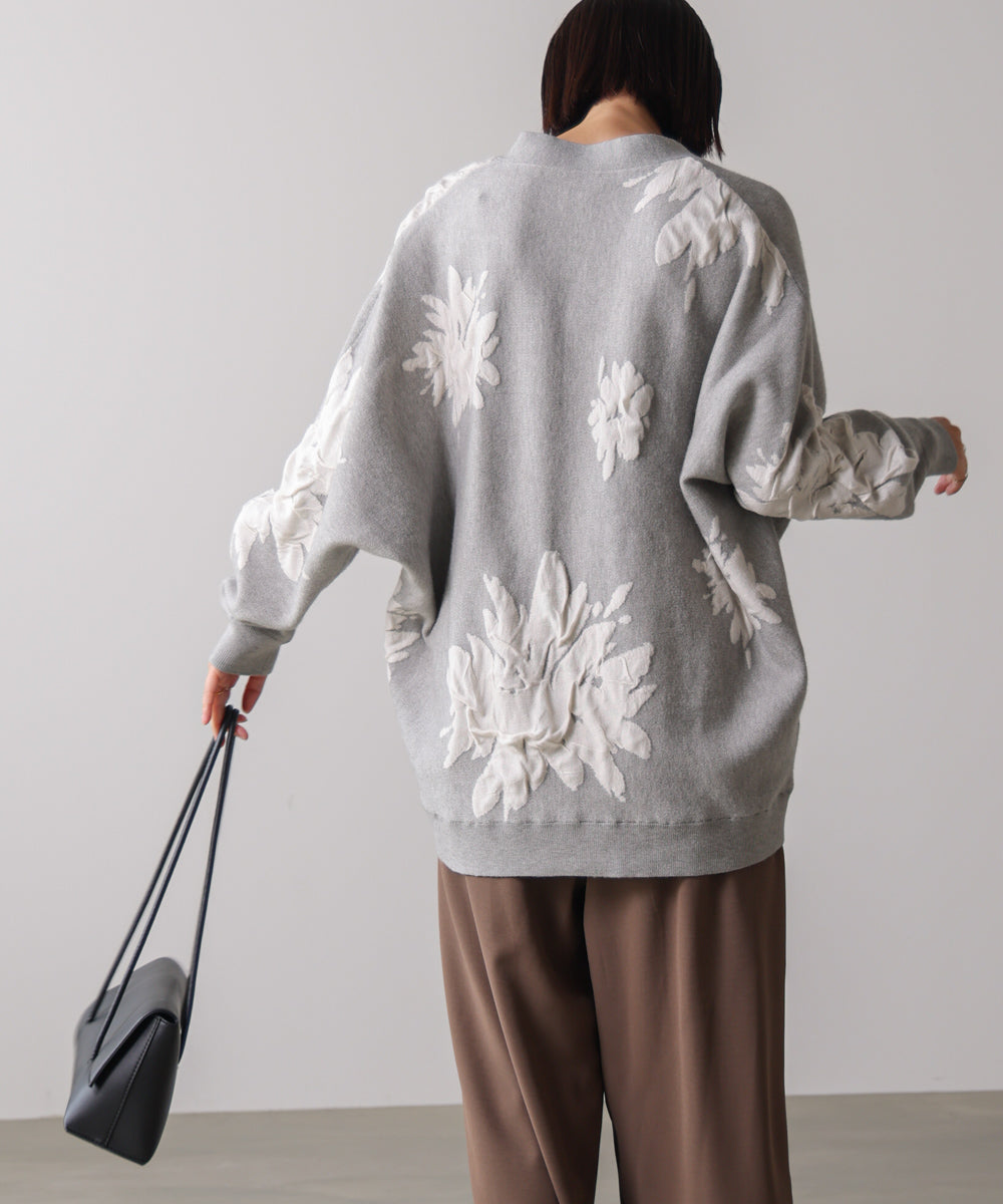 【新色追加】フラワージャガードドルマンニットカーディガン